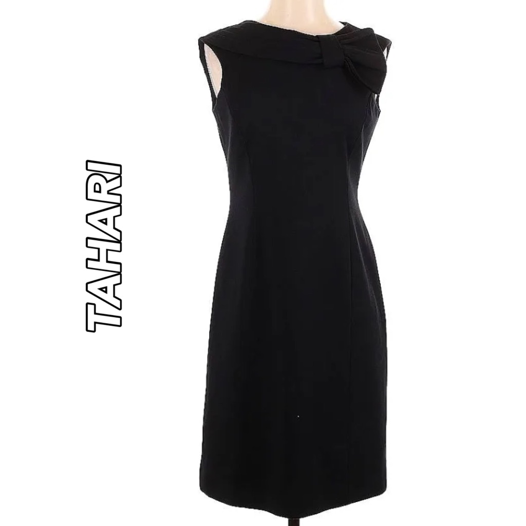 Tahari Bow Neck Mini Dress
